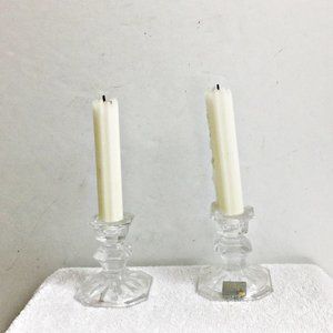 Vintage Mikasa Pair Crystal Clear Candlesticks Candle Holder 3.25" Slovenia